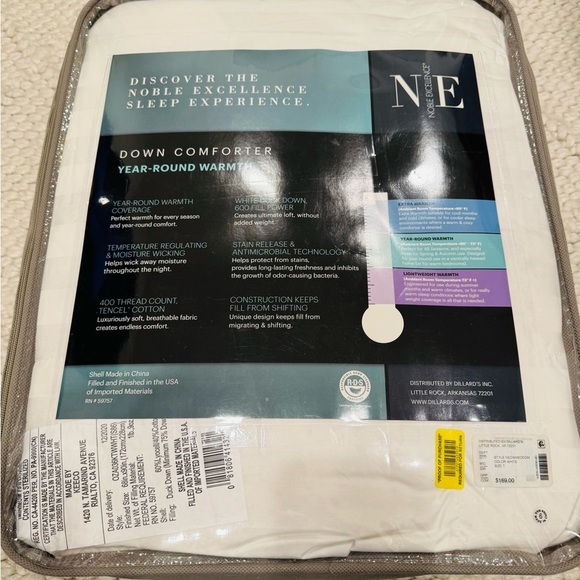 NWT Noble Excellence (sold by Dillards) twin year-round warmth down comforter - Picture 2 of 6